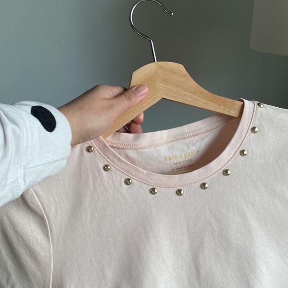 Kate Spade pink sand stud embellished tee Tshirt shirt NWT - Picture 9 of 13